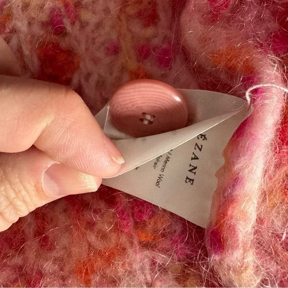 Sezane Emile cardigan multicolored pink orange alpaca wool blend sweater - Picture 6 of 14